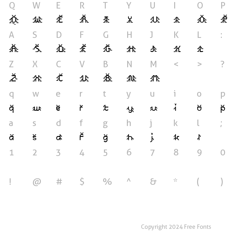 Character Map of Futurex Bugz Regular