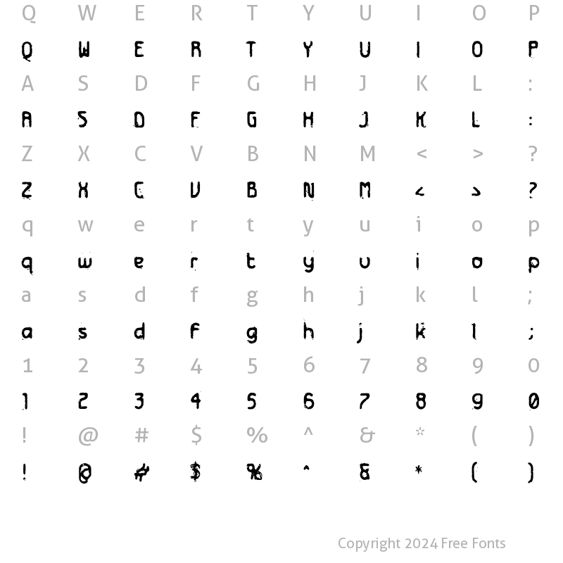 Character Map of Futurex Distro - Survival Regular