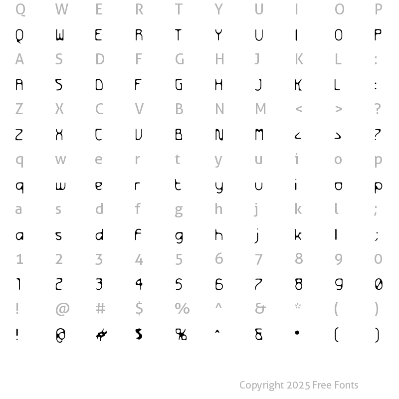 Character Map of Futurex Distro - Wiped Out Regular