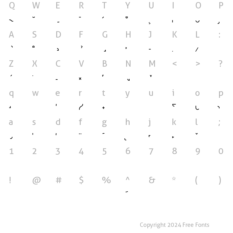 Character Map of Futurex Parts Regular