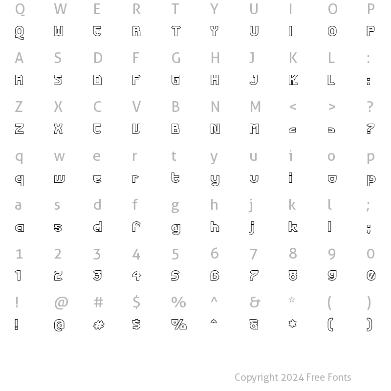 Character Map of Futurex Phat Outline Regular