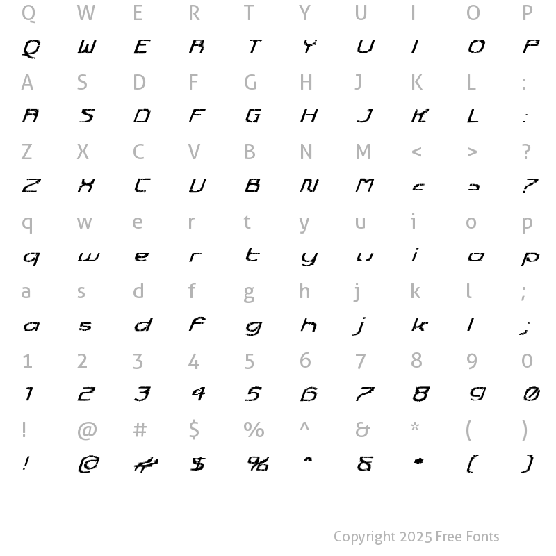 Character Map of Futurex Transmaat Italic