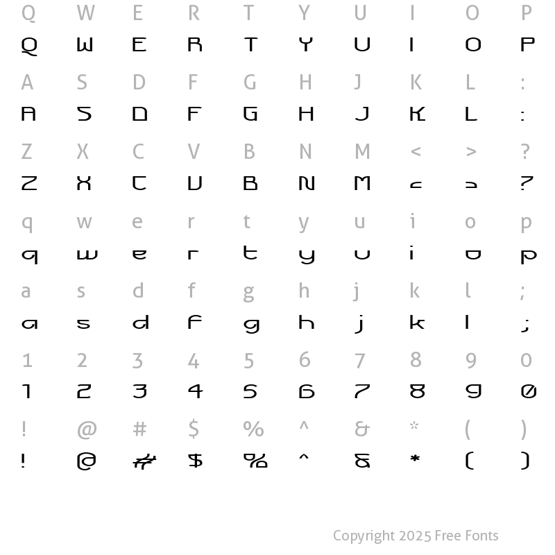 Character Map of Futurex Voyager Regular