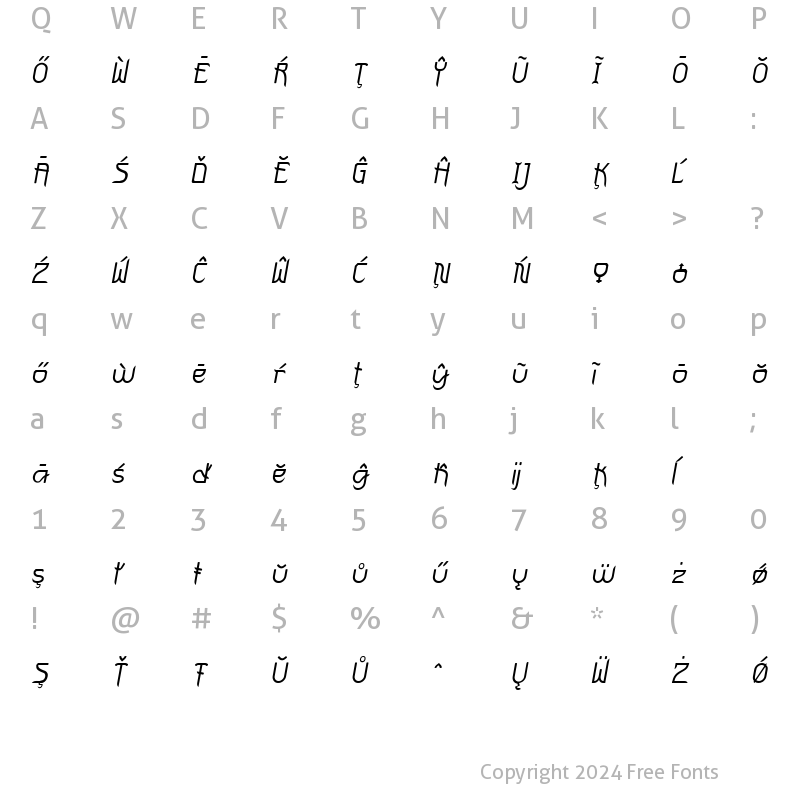 Character Map of FuturexVariationSwishExtrasOblique VariationSwishExtrasOblique