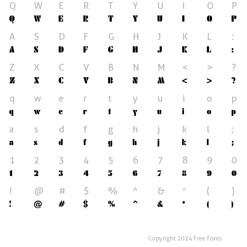 Character Map of Futuri-Black-No Regular