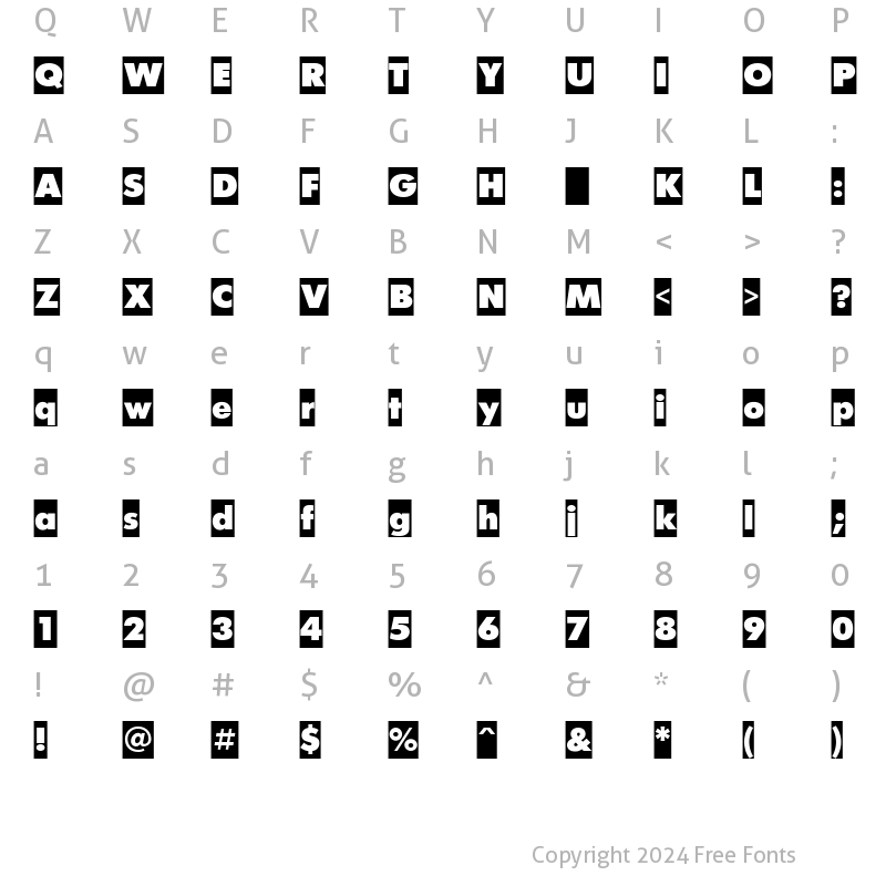 Character Map of FuturisCameoC Regular