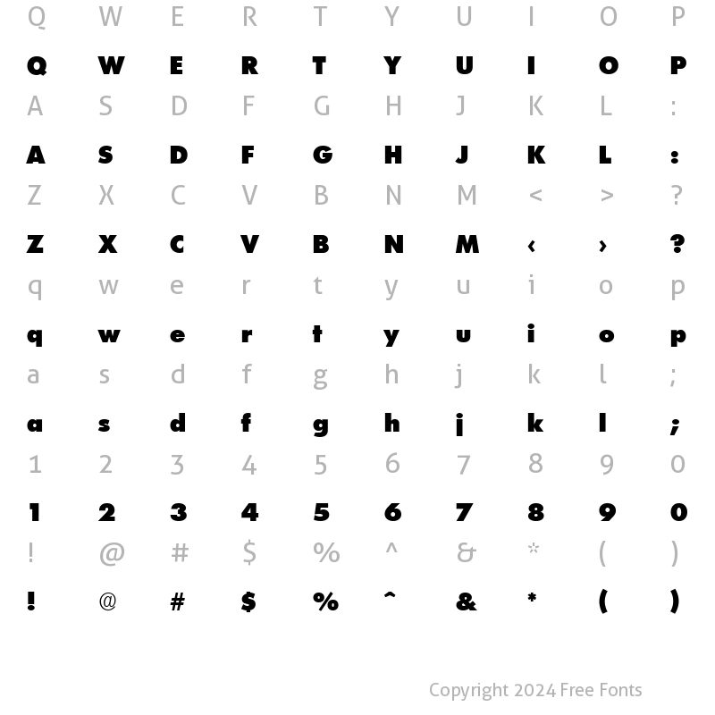 Character Map of Futurist XtraHeavy Normal