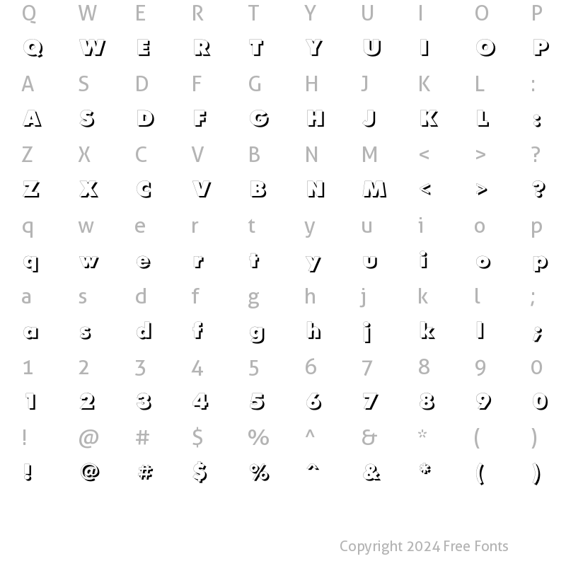 Character Map of FuturisXShadowC Regular