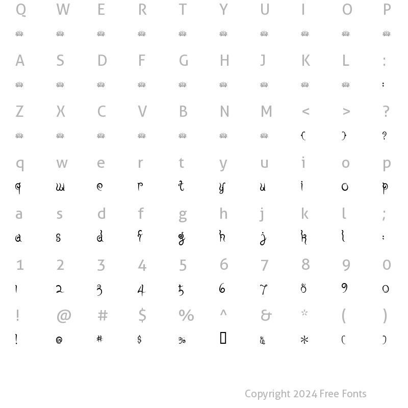 Character Map of fuu Regular E.