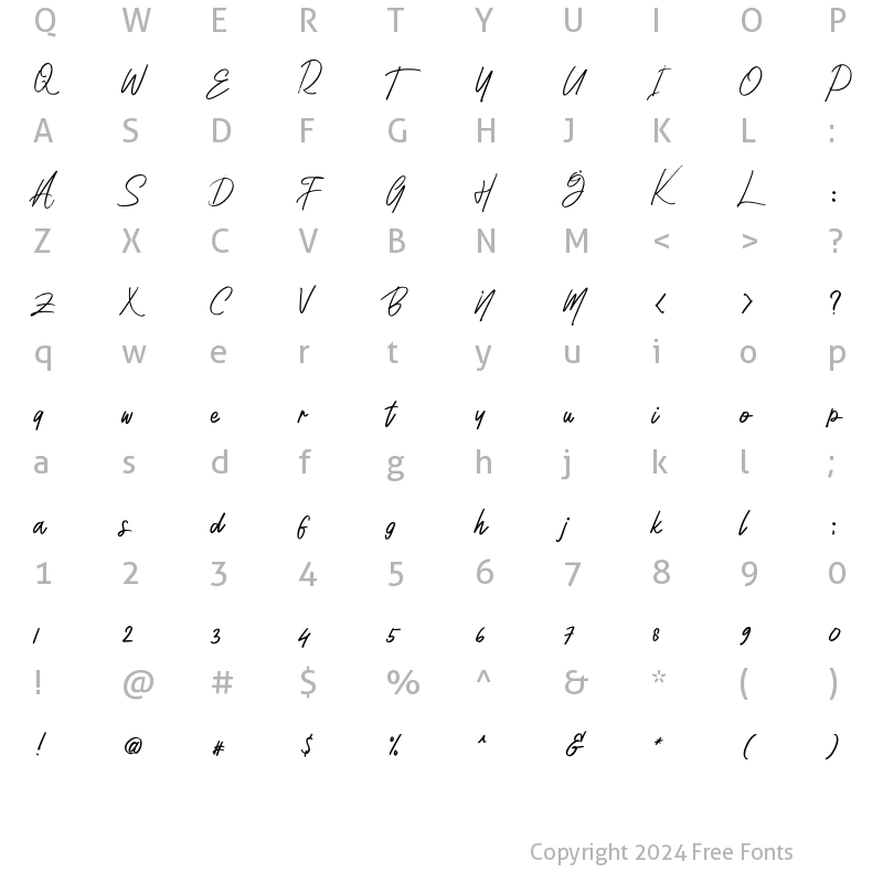 Character Map of Fuyefa Regular