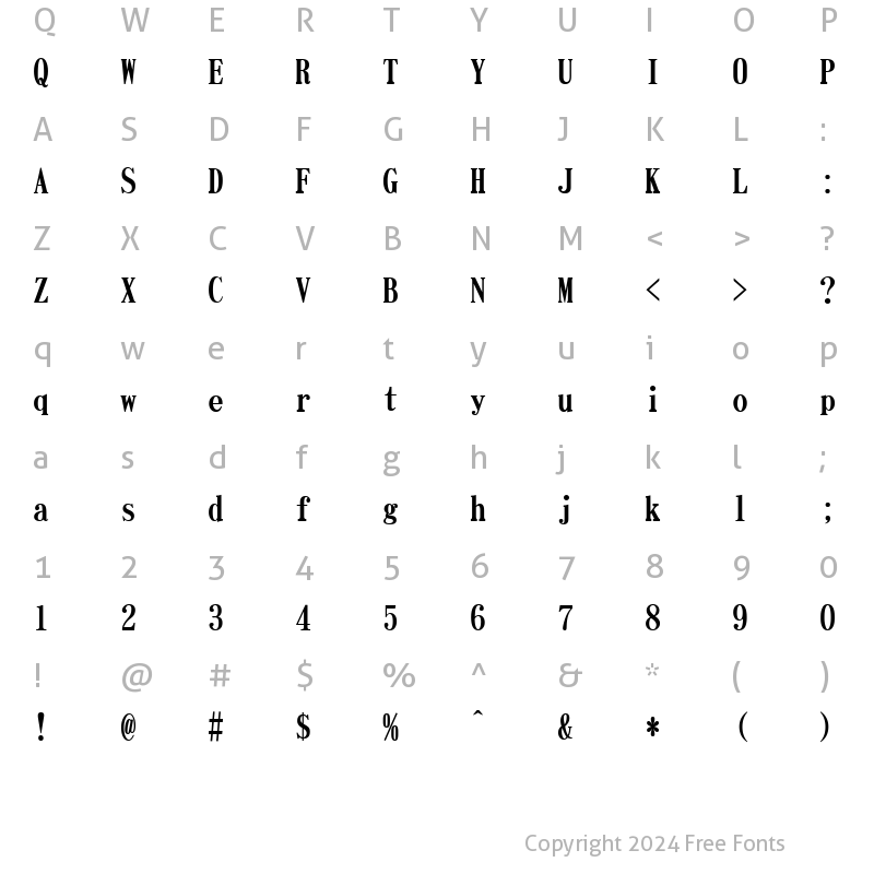 Character Map of Fx??????-B Regular