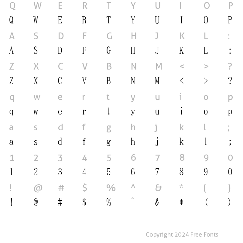 Character Map of Fx??????-L Regular