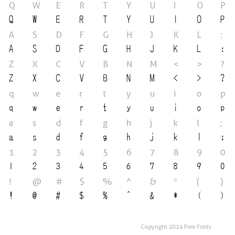 Character Map of Fx????????-M Regular