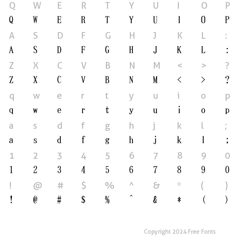 Character Map of Fx??????-M Regular