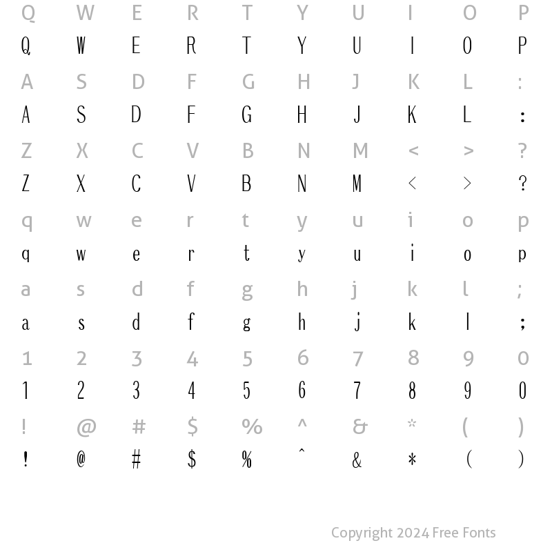 Character Map of Fx?C?[?}205 Regular