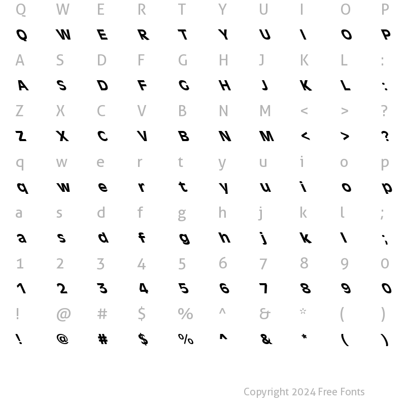 Character Map of FZ BASIC 1 LEFTY Normal