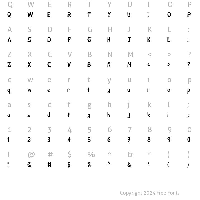 Character Map of FZ BASIC 12 COND Normal