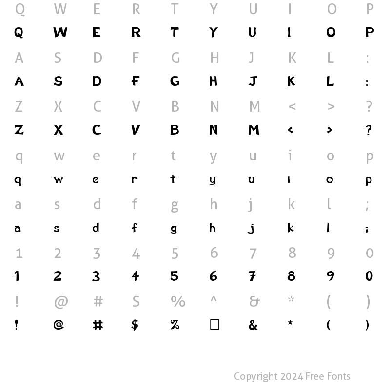 Character Map of FZ BASIC 12 Normal