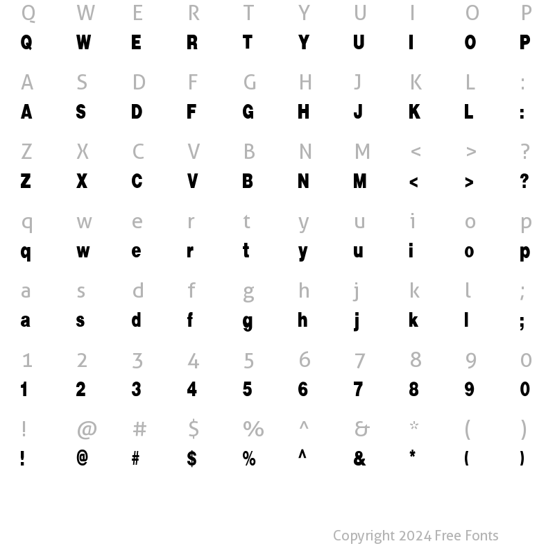 Character Map of FZ BASIC 13 COND Normal