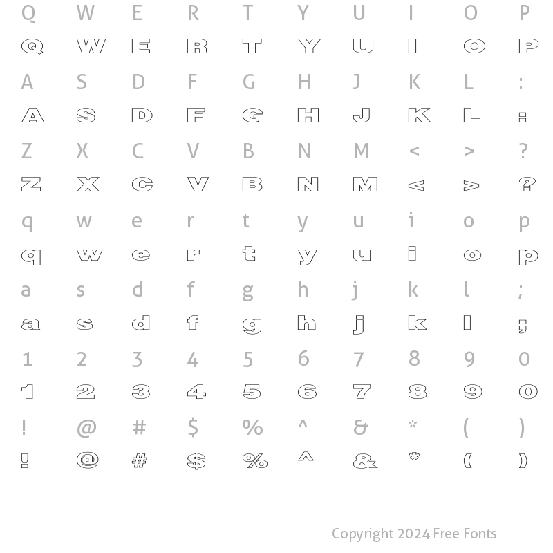 Character Map of FZ BASIC 13 HOLLOW EX Normal