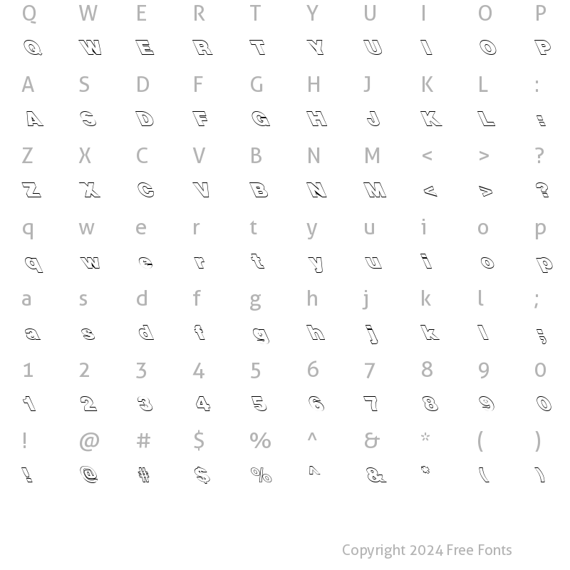 Character Map of FZ BASIC 13 HOLLOW LEFTY Normal