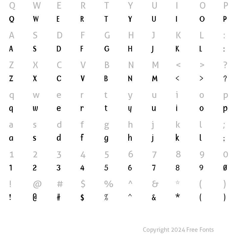 Character Map of FZ BASIC 14 COND Normal