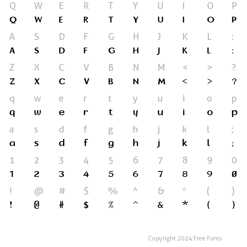 Character Map of FZ BASIC 14 Normal