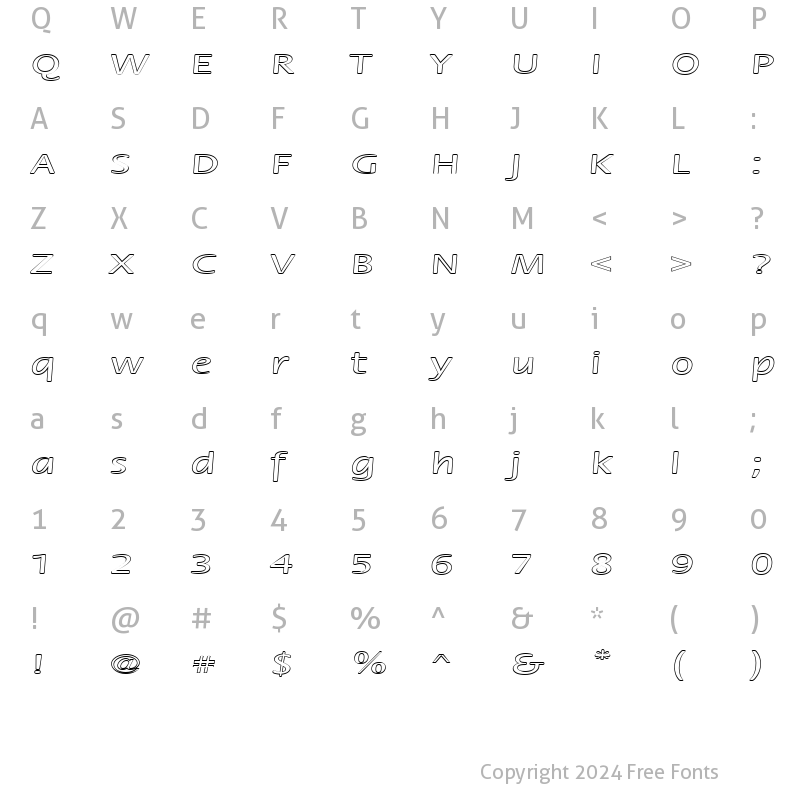 Character Map of FZ BASIC 17 HOLLOW  EX Normal