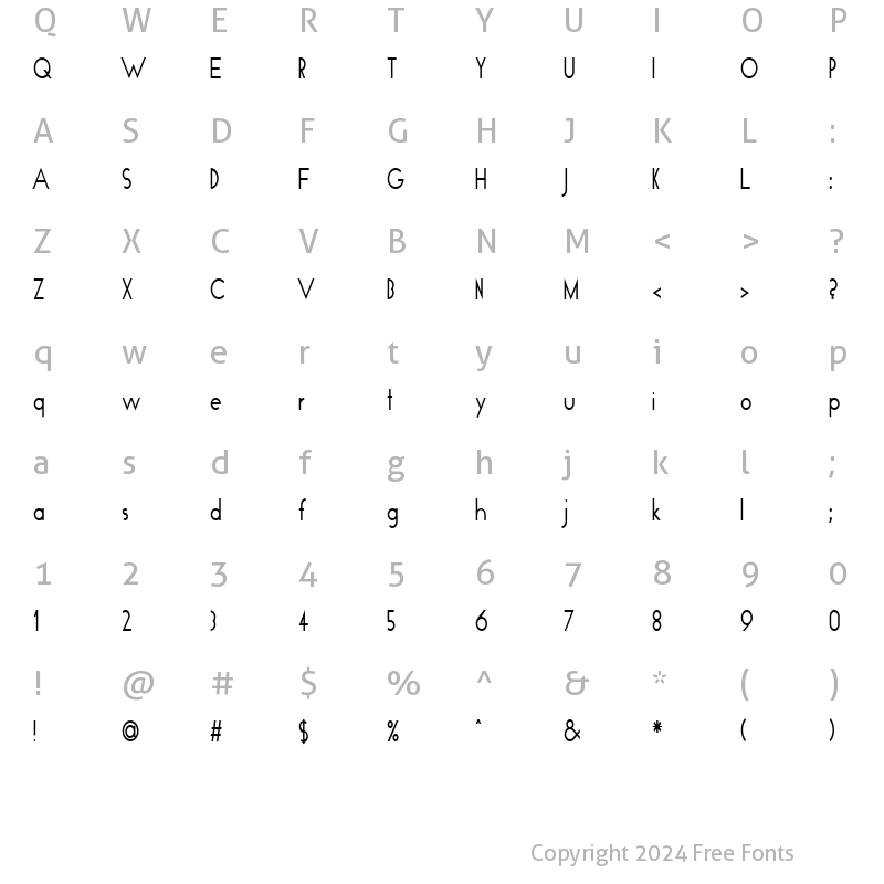 Character Map of FZ BASIC 19 COND Normal