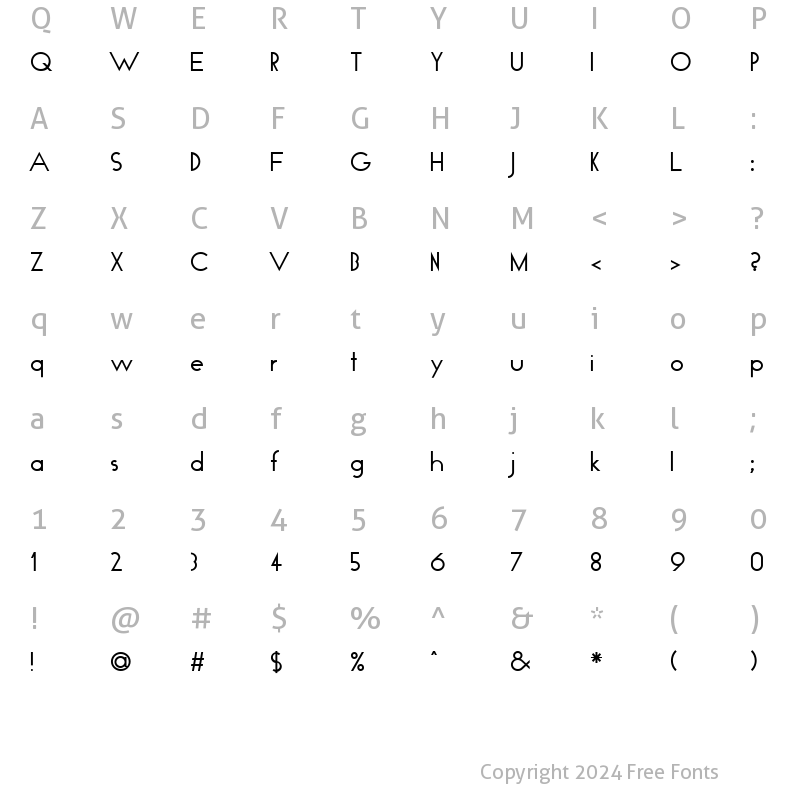 Character Map of FZ BASIC 19 Normal