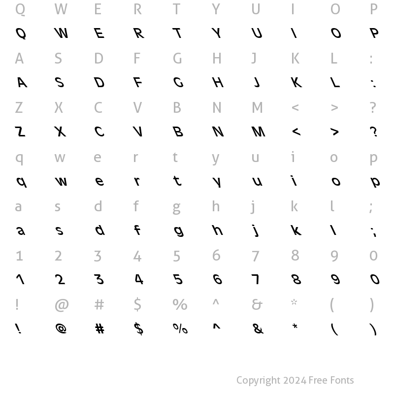 Character Map of FZ BASIC 2 LEFTY Normal