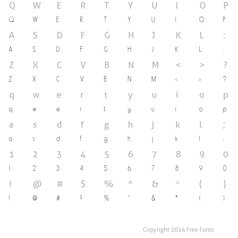 Character Map of FZ BASIC 20 COND Normal