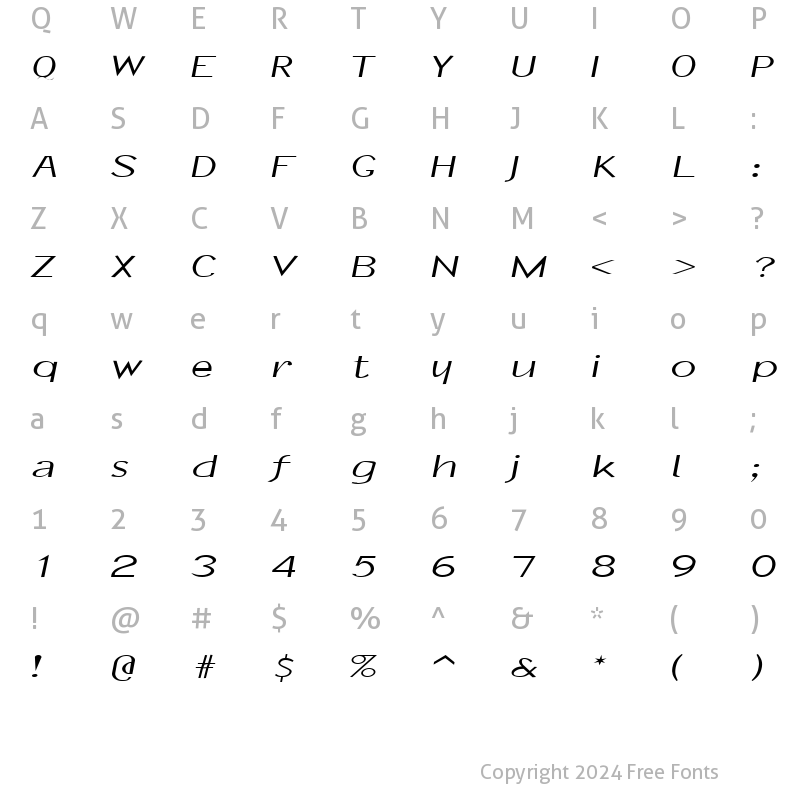 Character Map of FZ BASIC 21 EX Normal