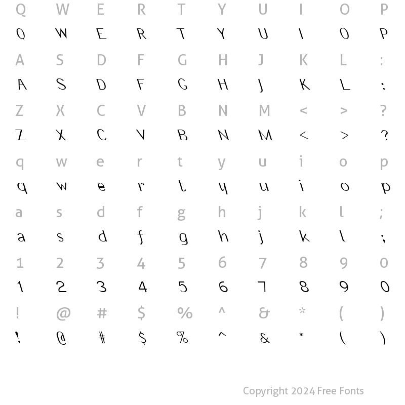 Character Map of FZ BASIC 21 LEFTY Normal