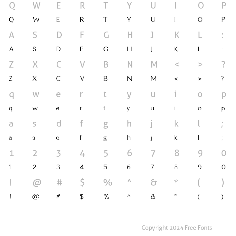 Character Map of FZ BASIC 22 COND Normal