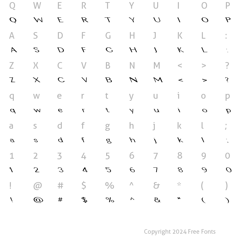 Character Map of FZ BASIC 22 LEFTY Normal