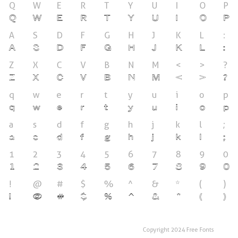 Character Map of FZ BASIC 24 HOLLOW EX Normal