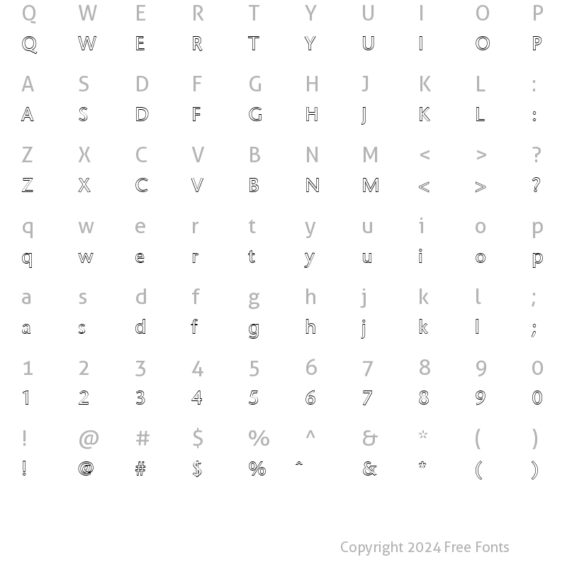 Character Map of FZ BASIC 25 HOLLOW Normal