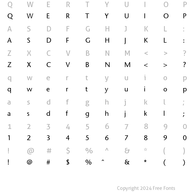 Character Map of FZ BASIC 25 Normal