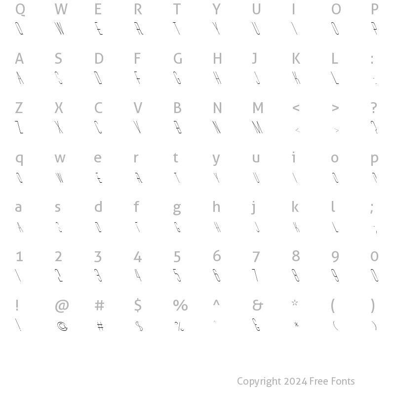 Character Map of FZ BASIC 27 LEFTY Normal