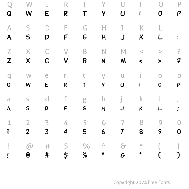 Character Map of FZ BASIC 28 COND Normal