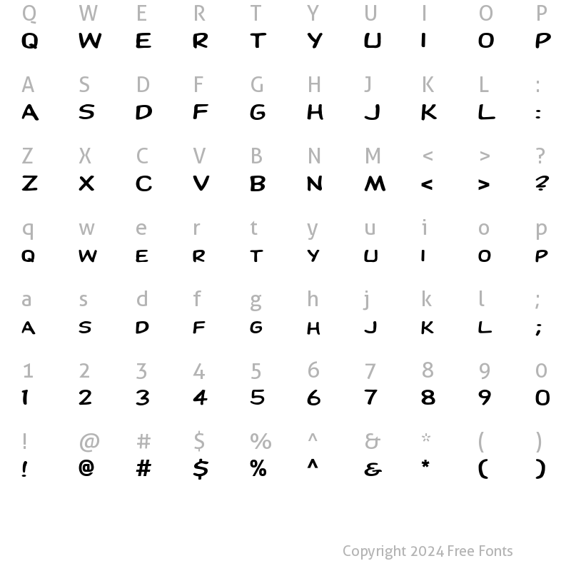 Character Map of FZ BASIC 28 Normal