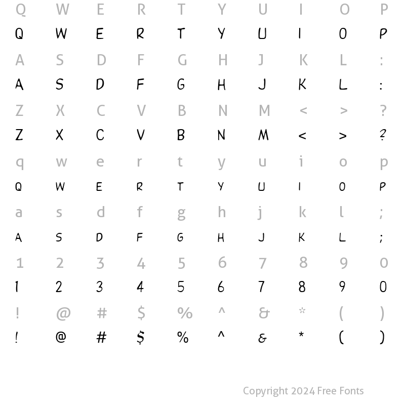 Character Map of FZ BASIC 29 Normal