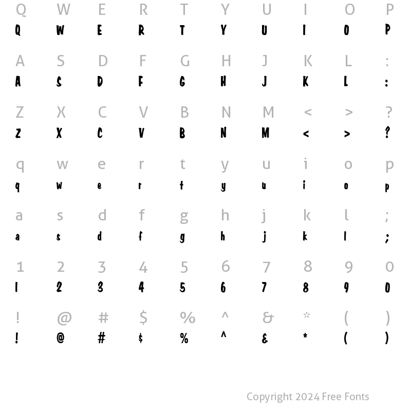 Character Map of FZ BASIC 3 COND Normal