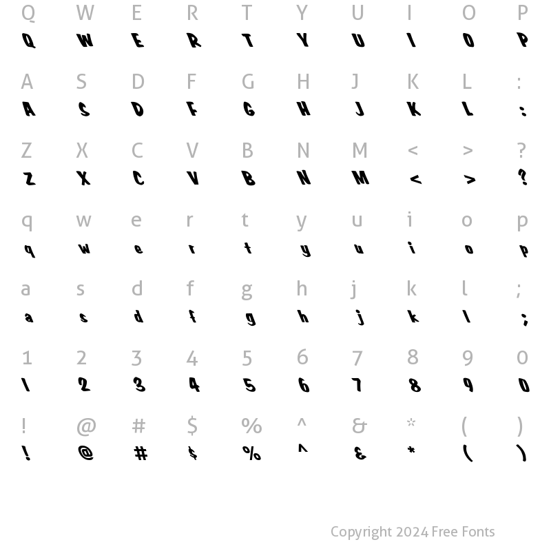 Character Map of FZ BASIC 3 LEFTY Normal