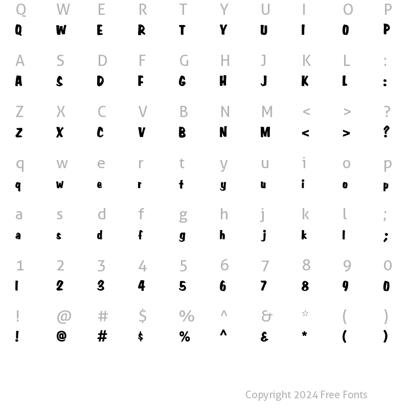 Character Map of FZ BASIC 3 Normal