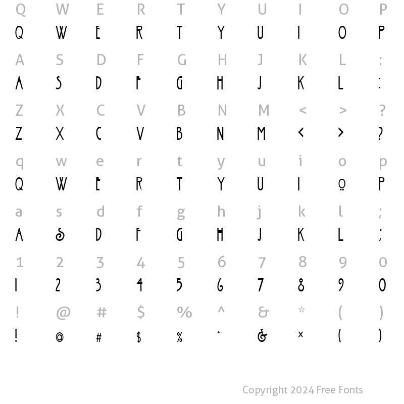 Character Map of FZ BASIC 30 COND Normal