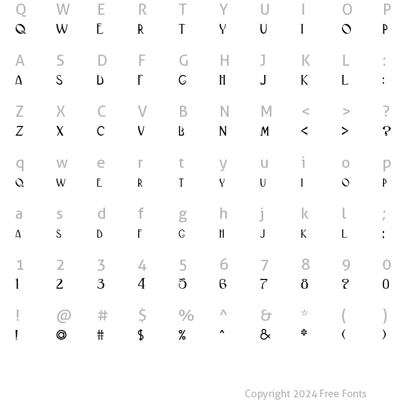 Character Map of FZ BASIC 33 Normal