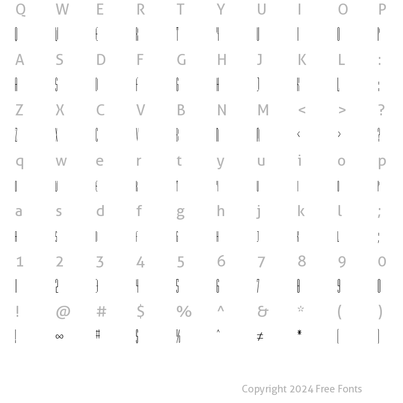 Character Map of FZ BASIC 38 COND Normal