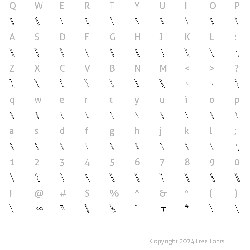 Character Map of FZ BASIC 38 LEFTY Normal